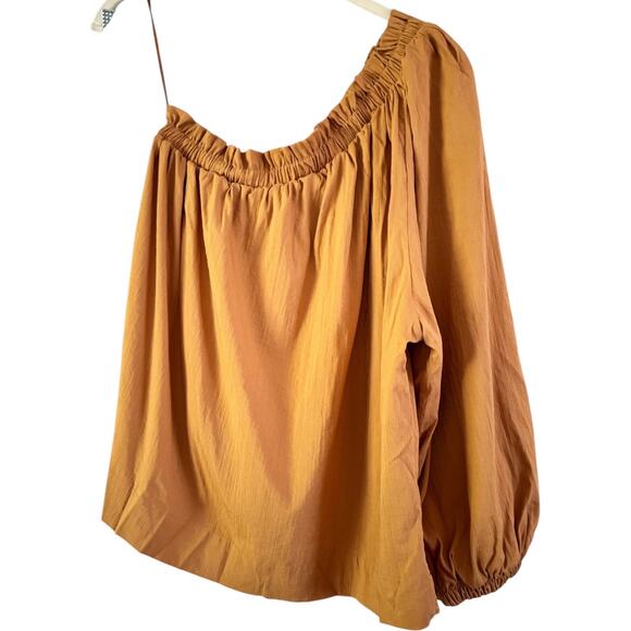 NWT Evereve Shane One Shoulder Top Burnt Gold Size Small - Picture 4 of 7